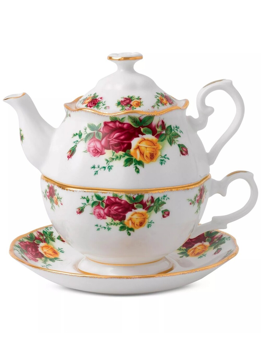 198$ Royal Albert Old Country Roses Tea For One Set White Multicolor